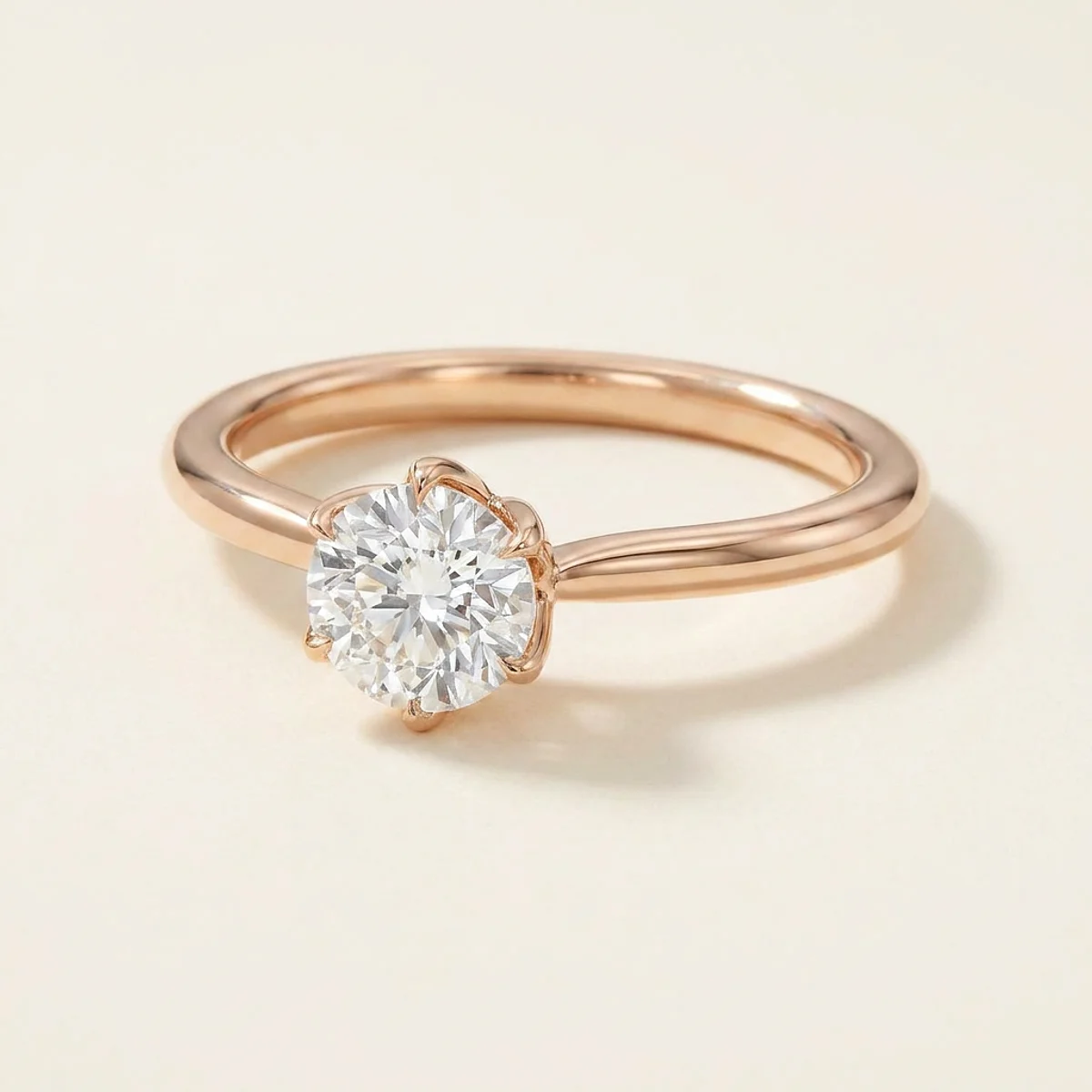 A .75ct colorless round diamond on a yellow gold ring, custom-designed by Eterneva to honor the remarkable Karma.