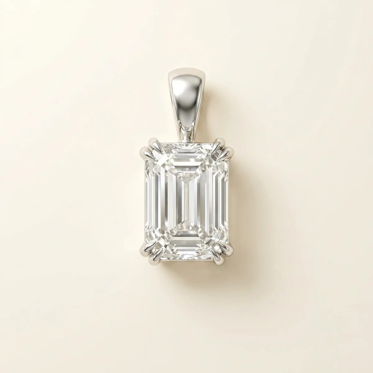 A .5ct colorless emerald diamond on a white gold pendant, custom-designed by Eterneva to honor the remarkable Patricia.
