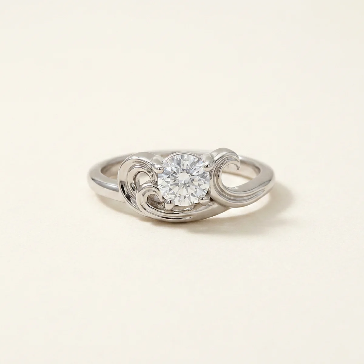 A .5ct colorless round diamond on a white gold ring, custom-designed by Eterneva to honor the remarkable Ruby.