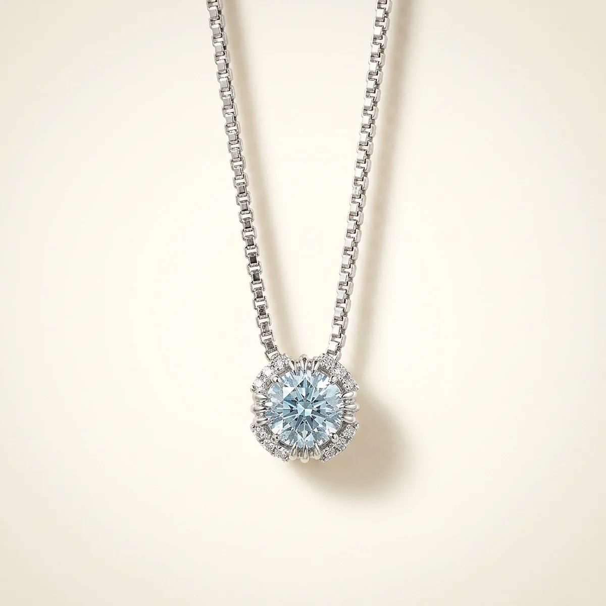A .5ct blue square radiant diamond on a platinum pendant, custom-designed by Eterneva to honor the remarkable George.