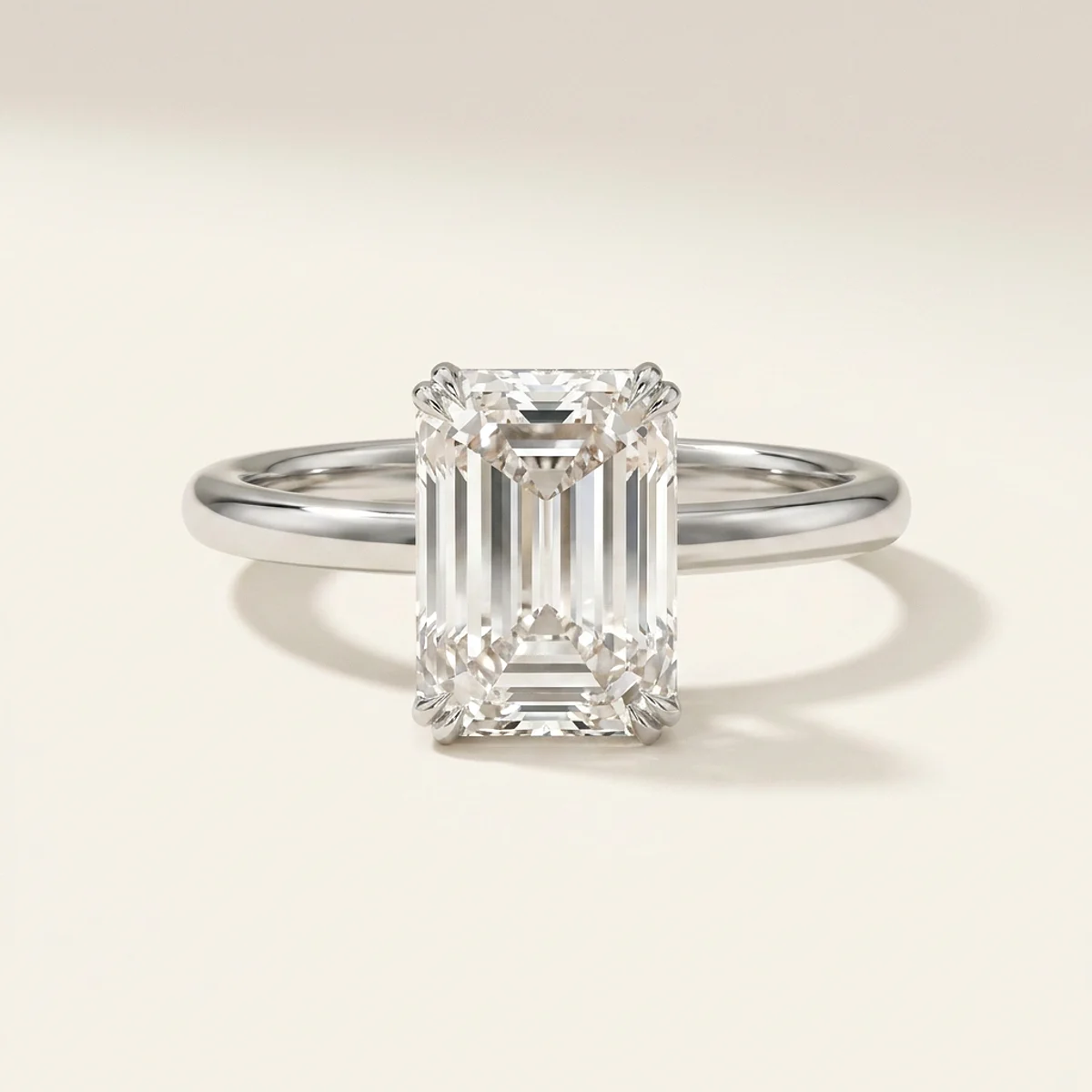 A 2ct colorless emerald diamond on a white gold ring, custom-designed by Eterneva to honor the remarkable Simon.
