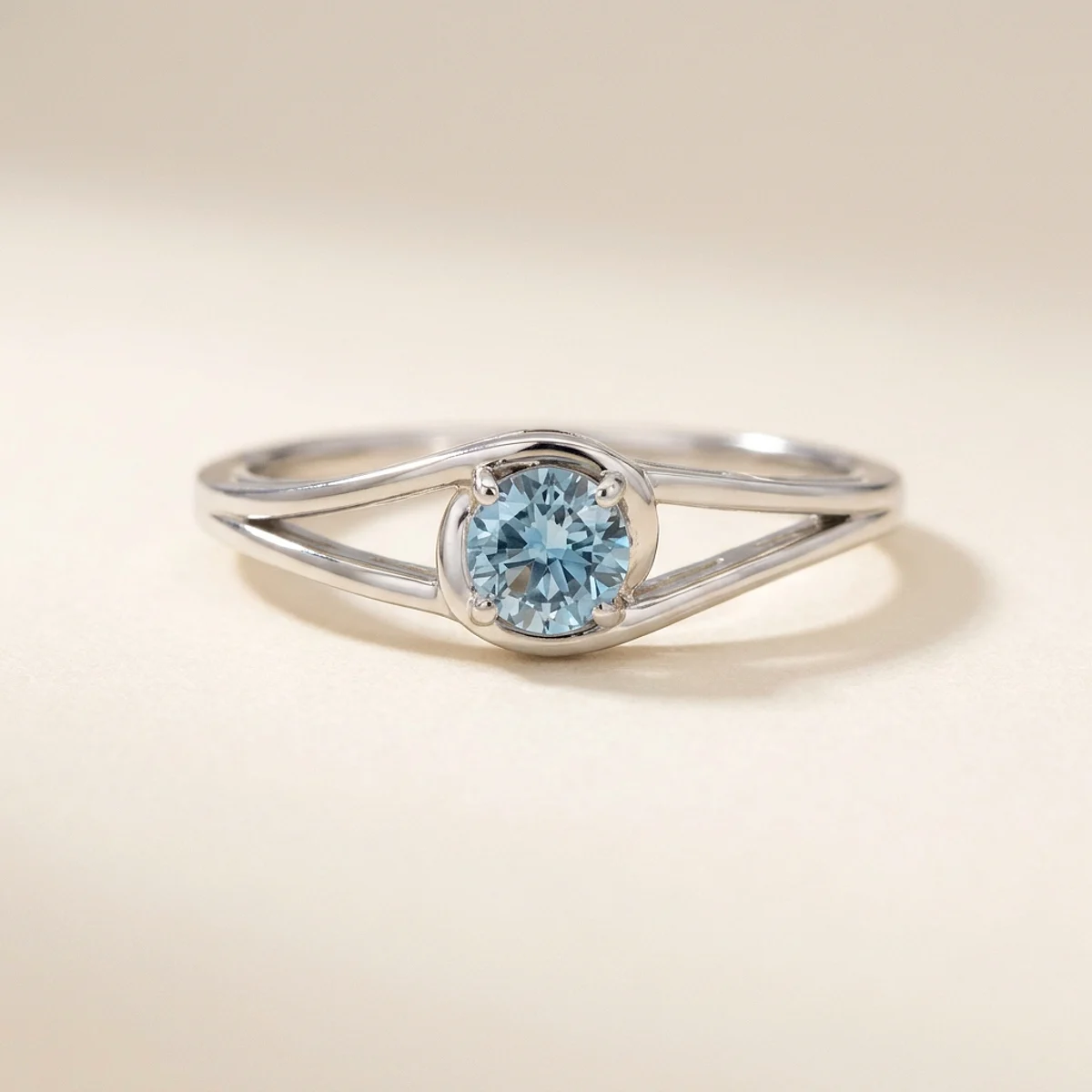 A .5ct blue round diamond on a white gold ring, custom-designed by Eterneva to honor the remarkable Jack.