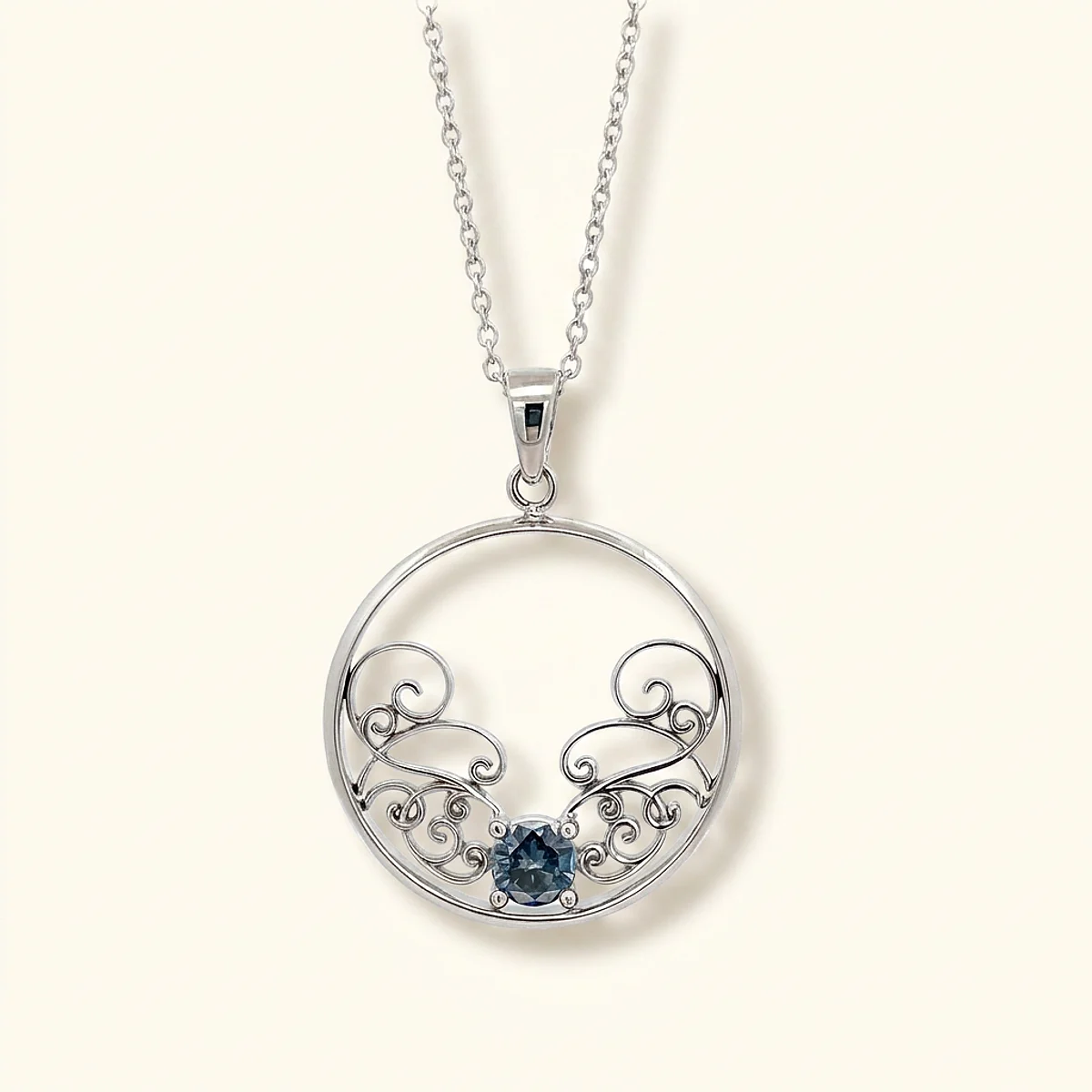 A .4ct blue round diamond on a white gold pendant, custom-designed by Eterneva to honor the remarkable Robert.