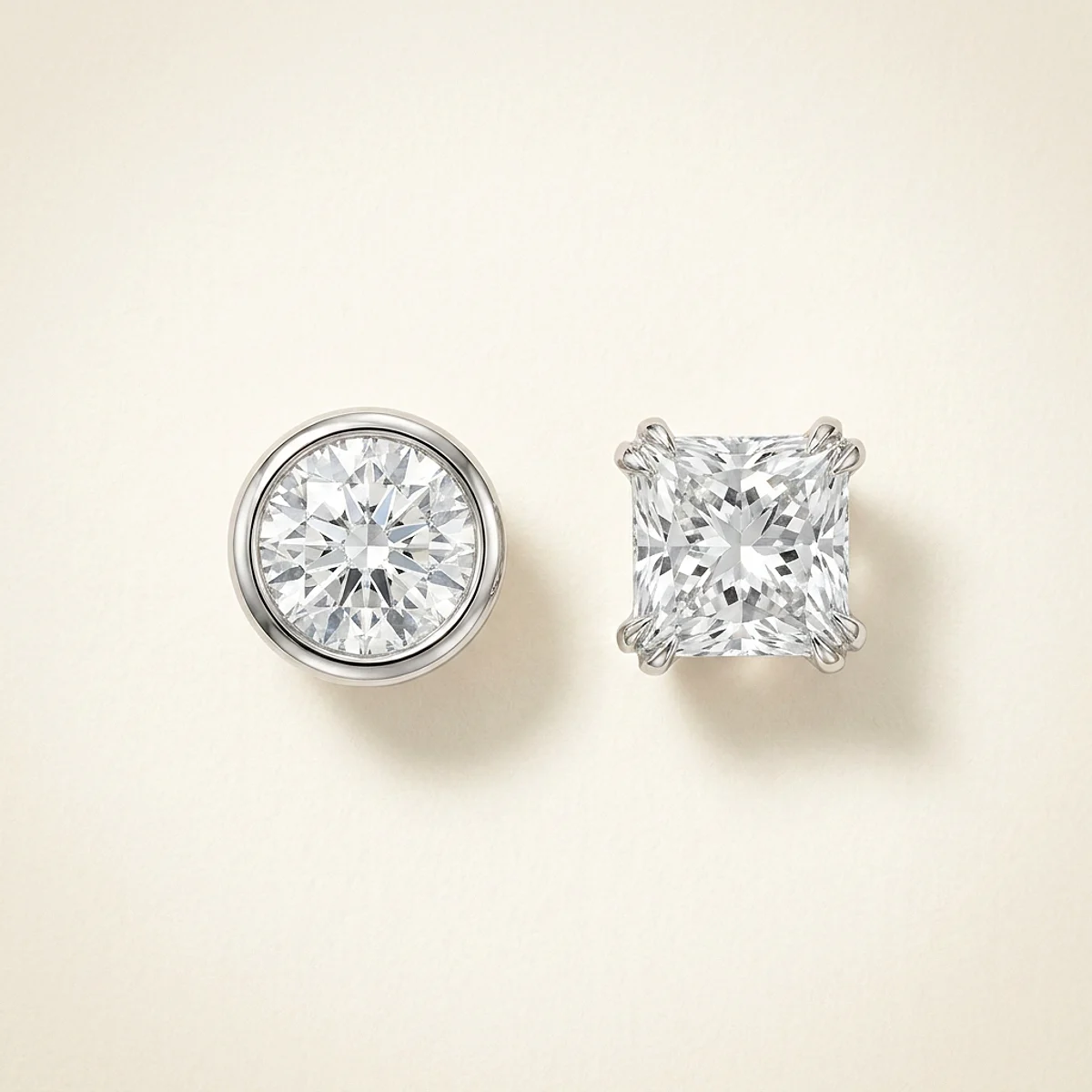 A .15ct colorless round diamond on white gold earrings, custom-designed by Eterneva to honor the remarkable Lisa.