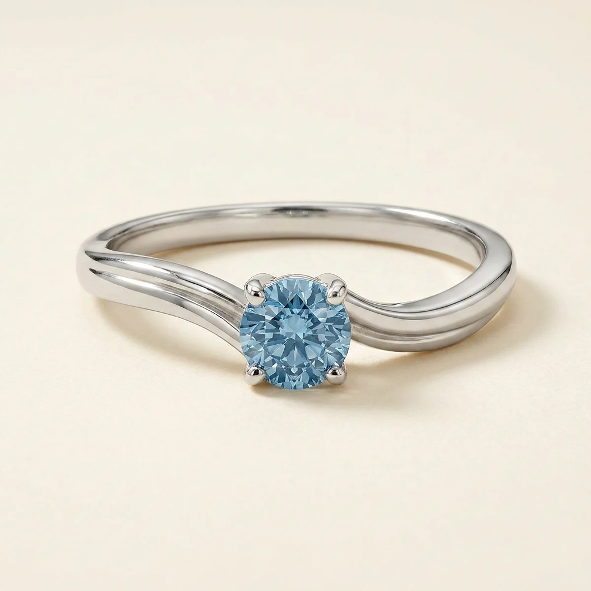A .25ct blue round diamond on a platinum ring, custom-designed by Eterneva to honor the remarkable Joseph.