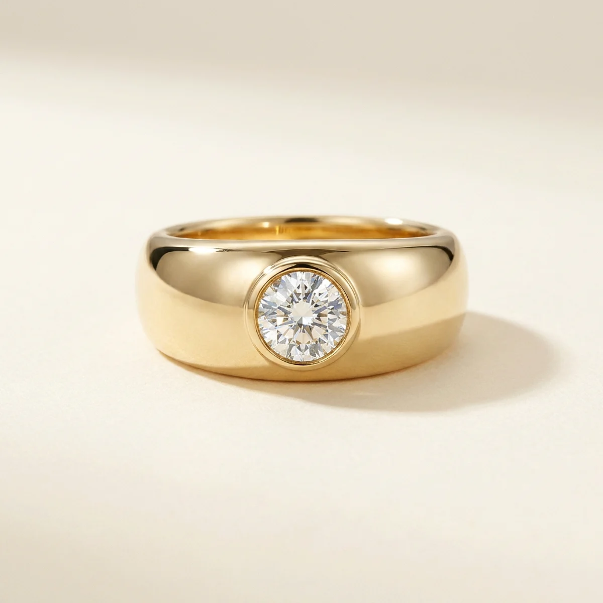 A .5ct colorless round diamond on a yellow gold ring, custom-designed by Eterneva to honor the remarkable Debra.