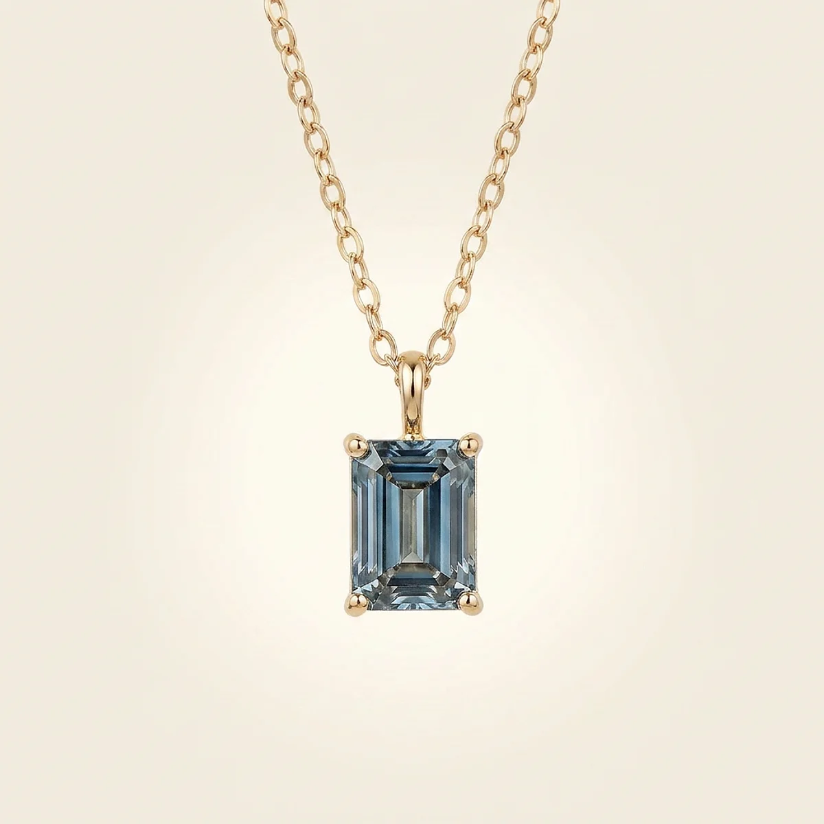 A 1ct blue emerald diamond on a yellow gold necklace, custom-designed by Eterneva to honor the remarkable Cheston.