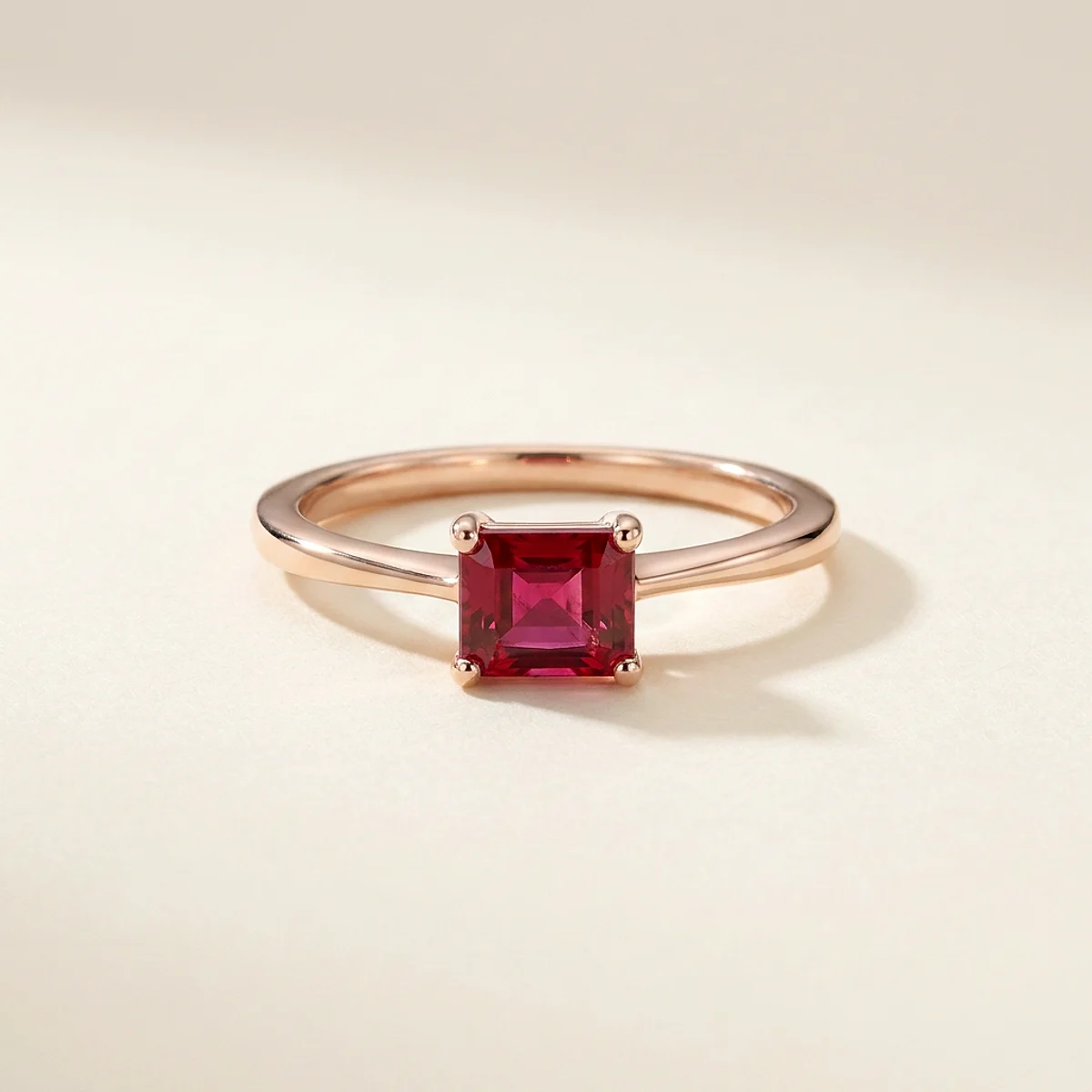 A .5ct pink rectangular radiant diamond on a rose gold ring, custom-designed by Eterneva to honor the remarkable Sake.