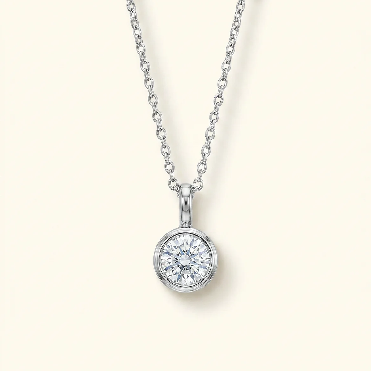 A .5ct blue round diamond on a platinum pendant, custom-designed by Eterneva to honor the remarkable Michael.
