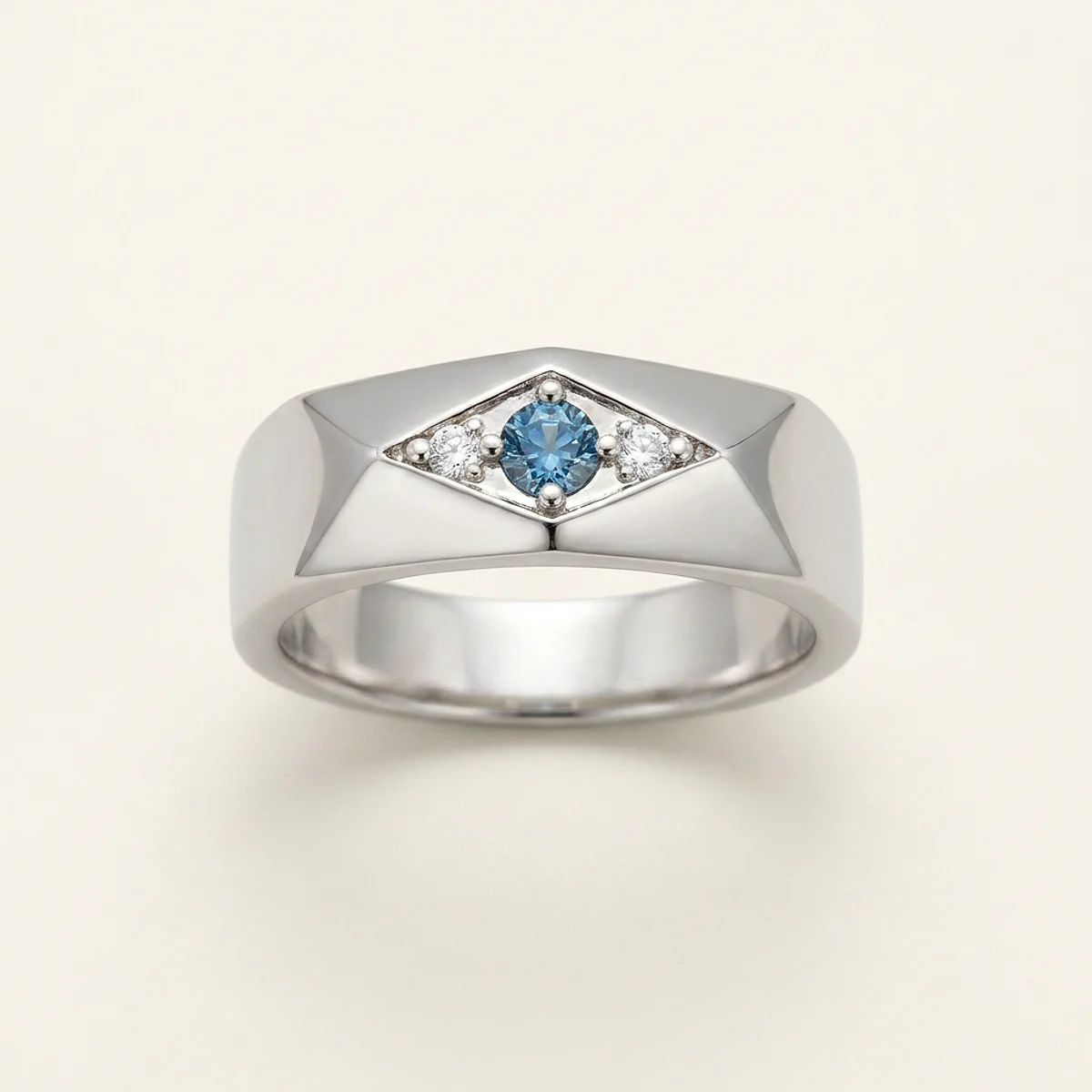A .15ct blue round diamond on a platinum ring, custom-designed by Eterneva to honor the remarkable Zhigen.