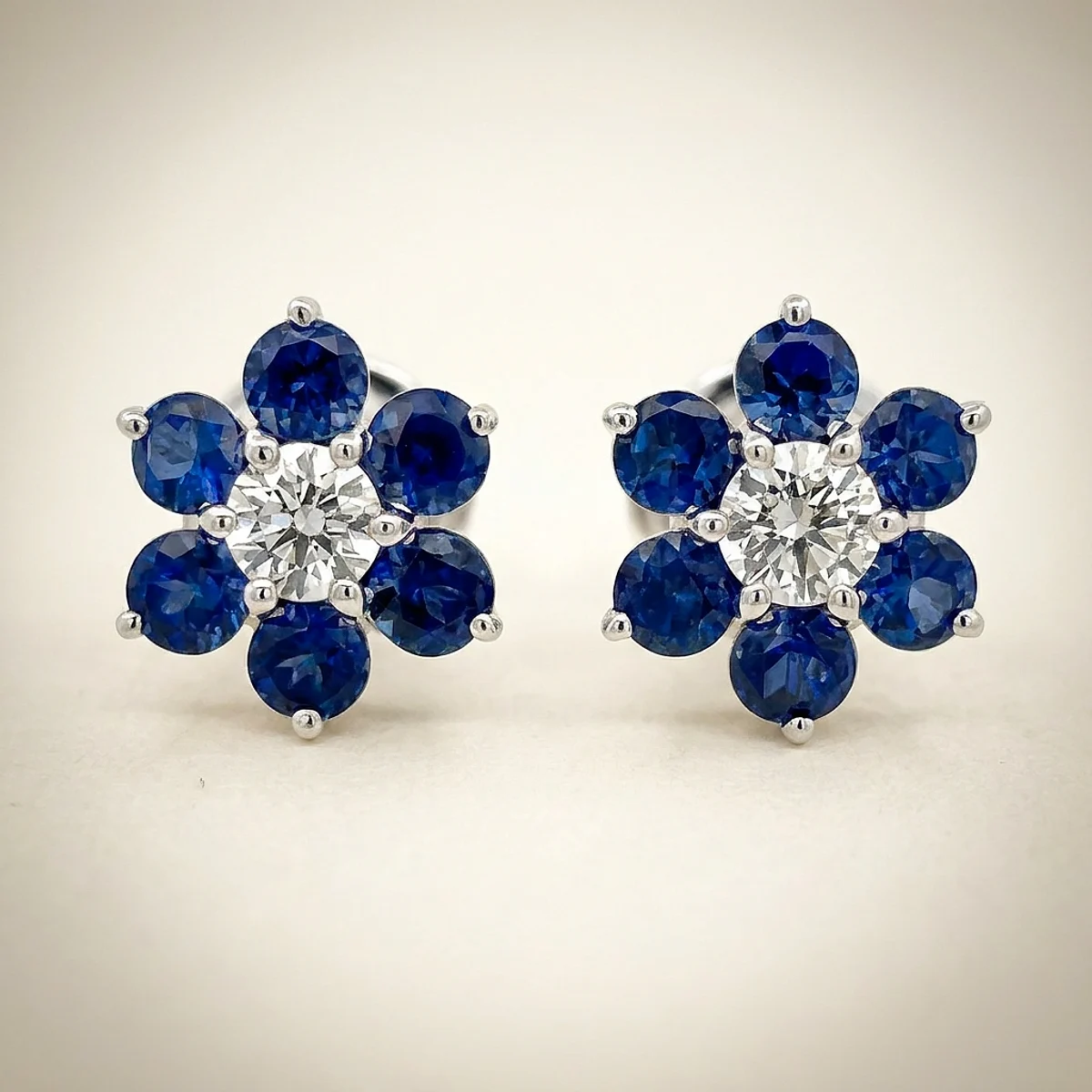 A .25ct colorless round diamond on white gold earrings, custom-designed by Eterneva to honor the remarkable Squeak.