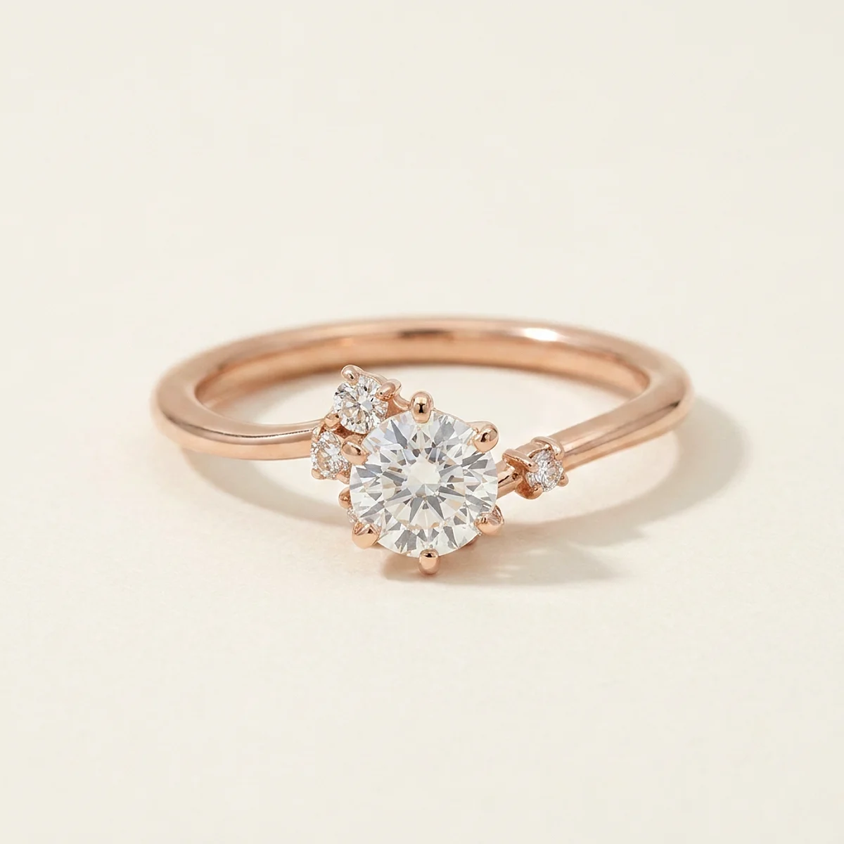 A .4ct colorless round diamond on a rose gold ring, custom-designed by Eterneva to honor the remarkable Josh.