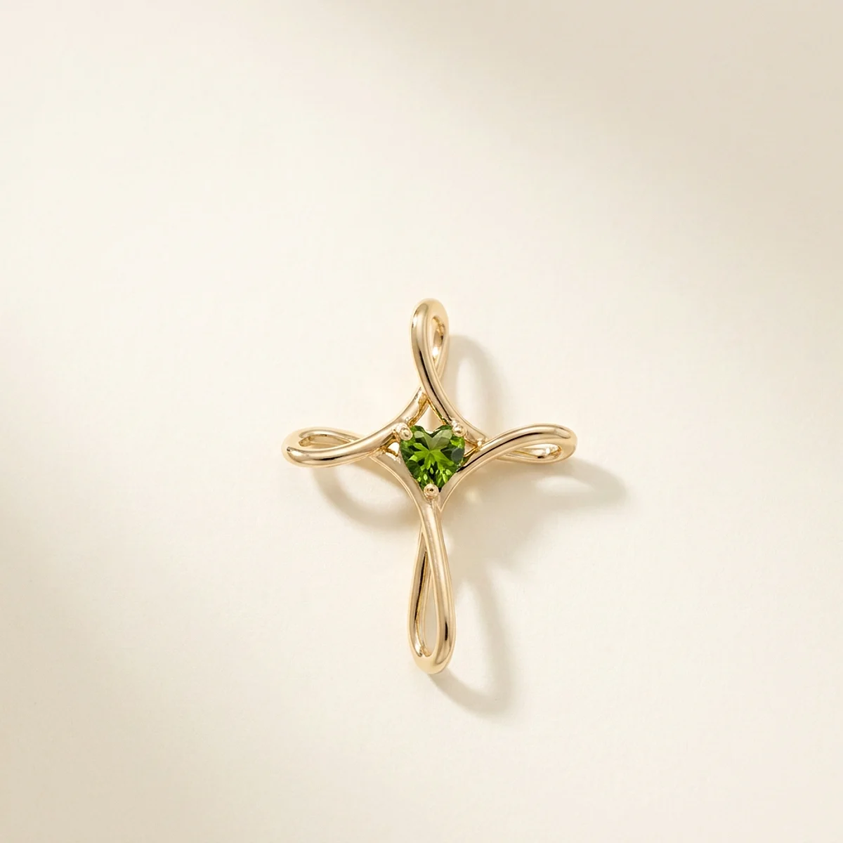 A .25ct green heart diamond on a yellow gold pendant, custom-designed by Eterneva to honor the remarkable Benjamin.