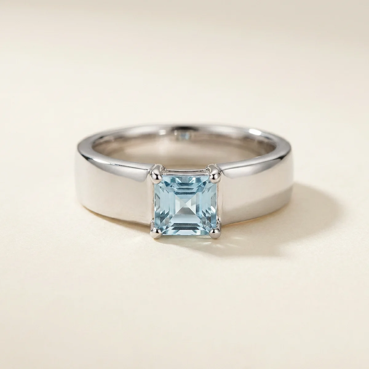 A .5ct blue asscher diamond on a white gold ring, custom-designed by Eterneva to honor the remarkable Michelle.