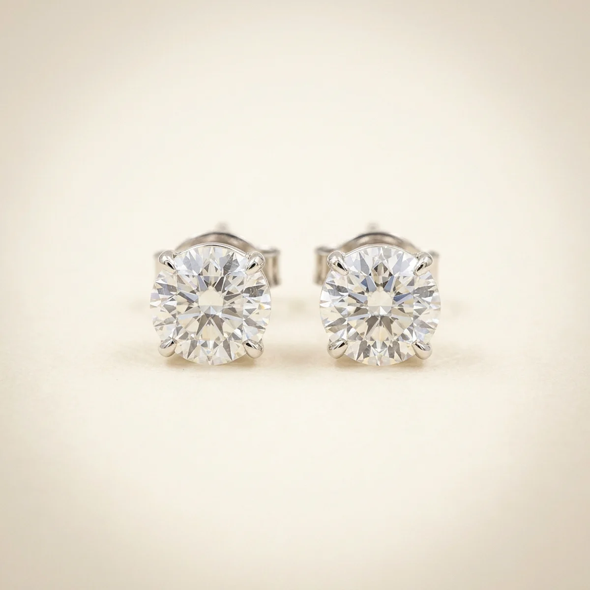 A .25ct colorless round diamond on white gold earrings, custom-designed by Eterneva to honor the remarkable Carmen.