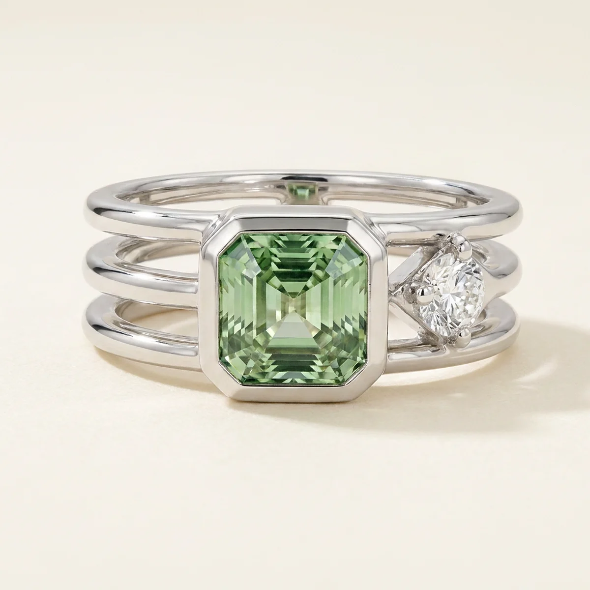 A .15ct colorless round diamond on a white gold ring, custom-designed by Eterneva to honor the remarkable Stefanie.