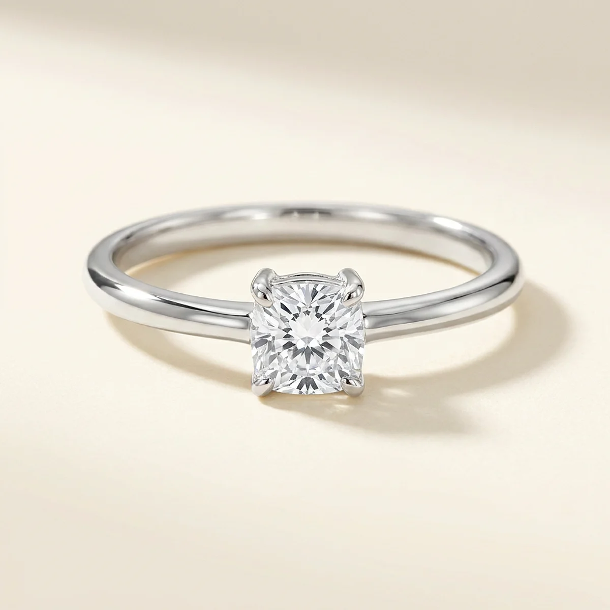 A .25ct colorless cushion diamond on a white gold ring, custom-designed by Eterneva to honor the remarkable Ally.