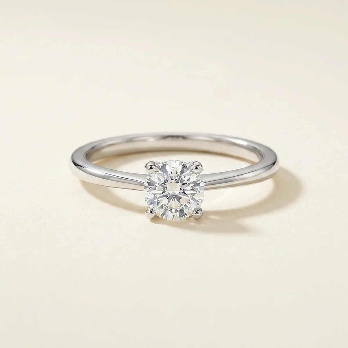 A .5ct colorless round diamond on a white gold ring, custom-designed by Eterneva to honor the remarkable Finley.