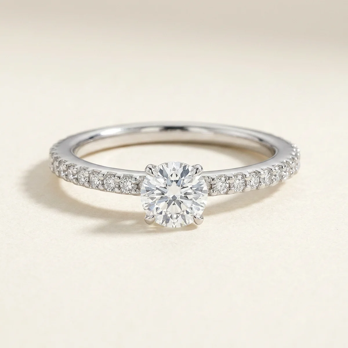 A .25ct colorless round diamond on a white gold ring, custom-designed by Eterneva to honor the remarkable Laura.