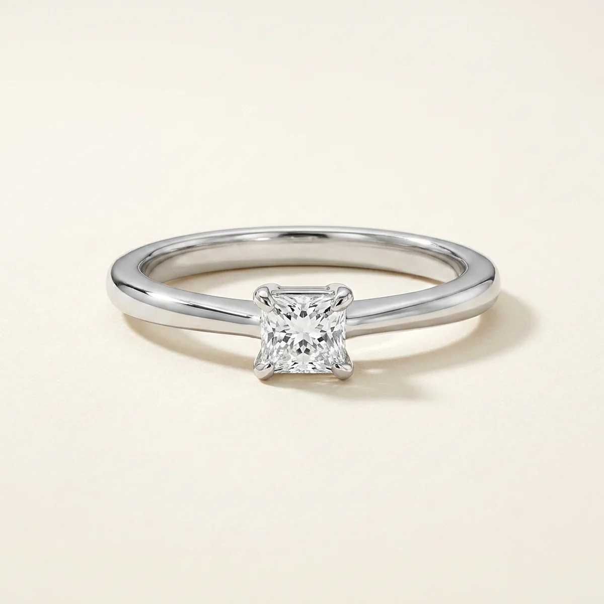 A .15ct colorless rectangular radiant diamond on a white gold ring, custom-designed by Eterneva to honor the remarkable Joshua.