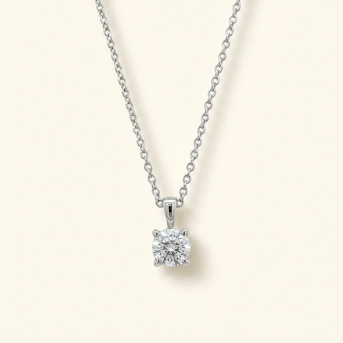 A .5ct colorless round diamond on a white gold necklace, custom-designed by Eterneva to honor the remarkable Bob.