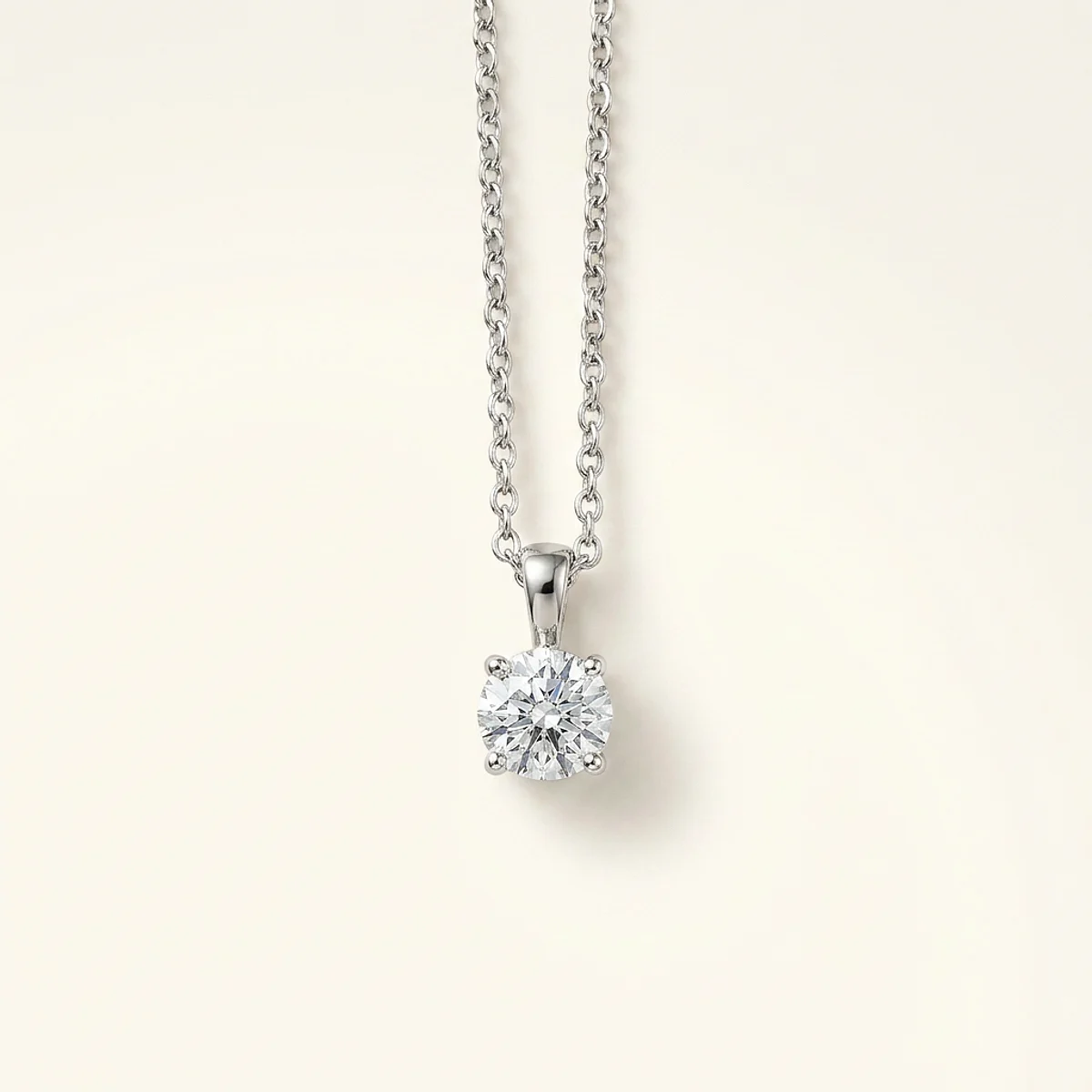 A .5ct colorless round diamond on a white gold necklace, custom-designed by Eterneva to honor the remarkable Bob.