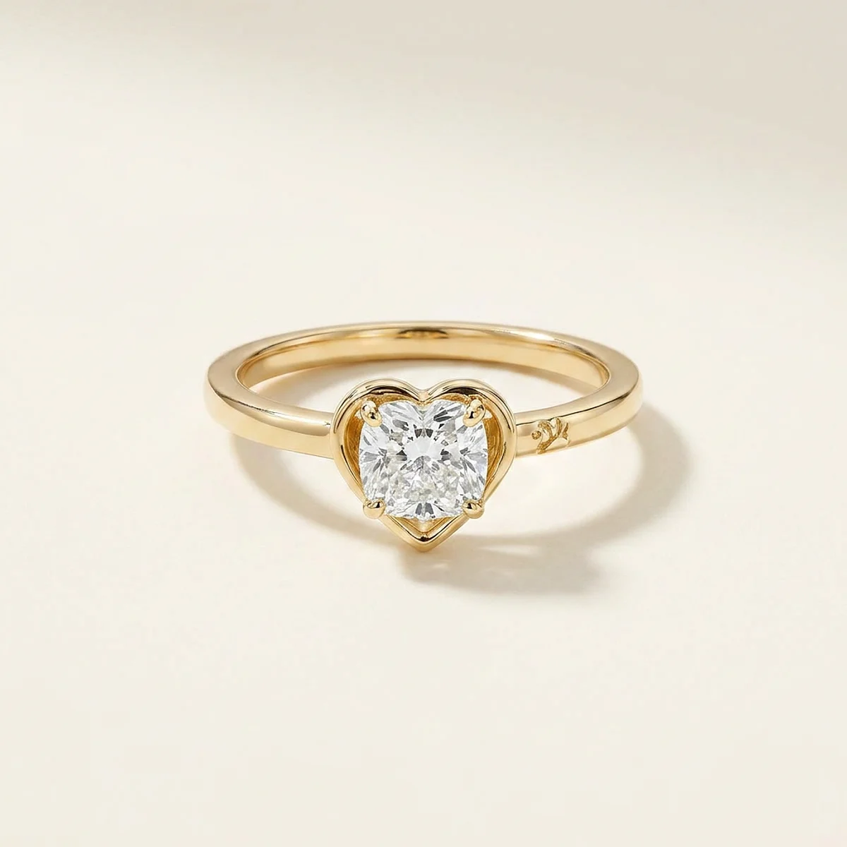 A 1ct colorless cushion diamond on a yellow gold ring, custom-designed by Eterneva to honor the remarkable Brenin.