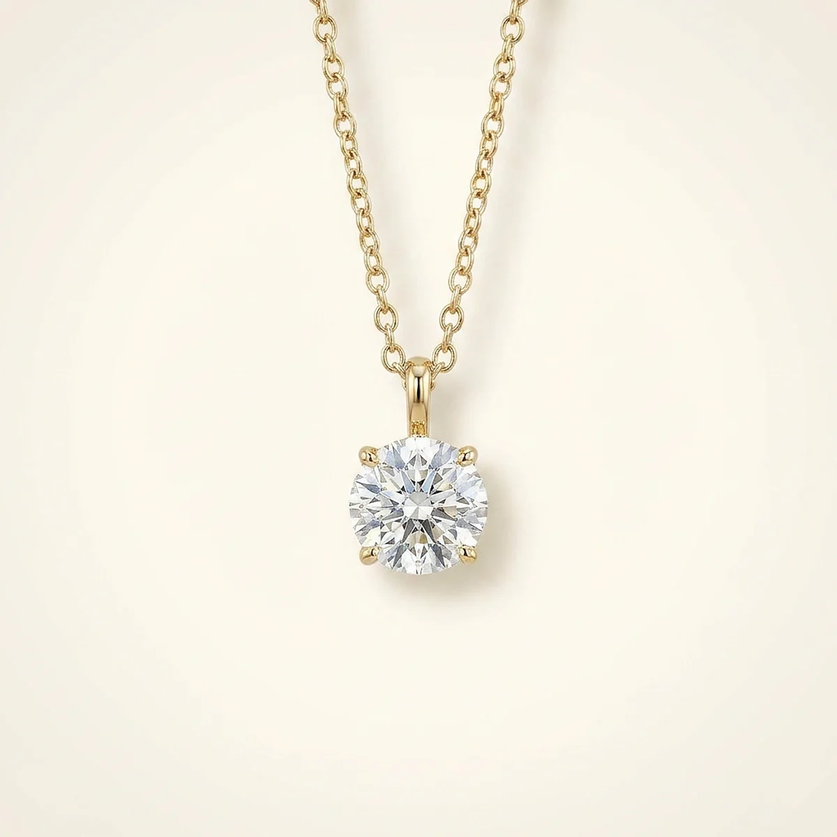 A .75ct colorless round diamond on a yellow gold necklace, custom-designed by Eterneva to honor the remarkable Dries.
