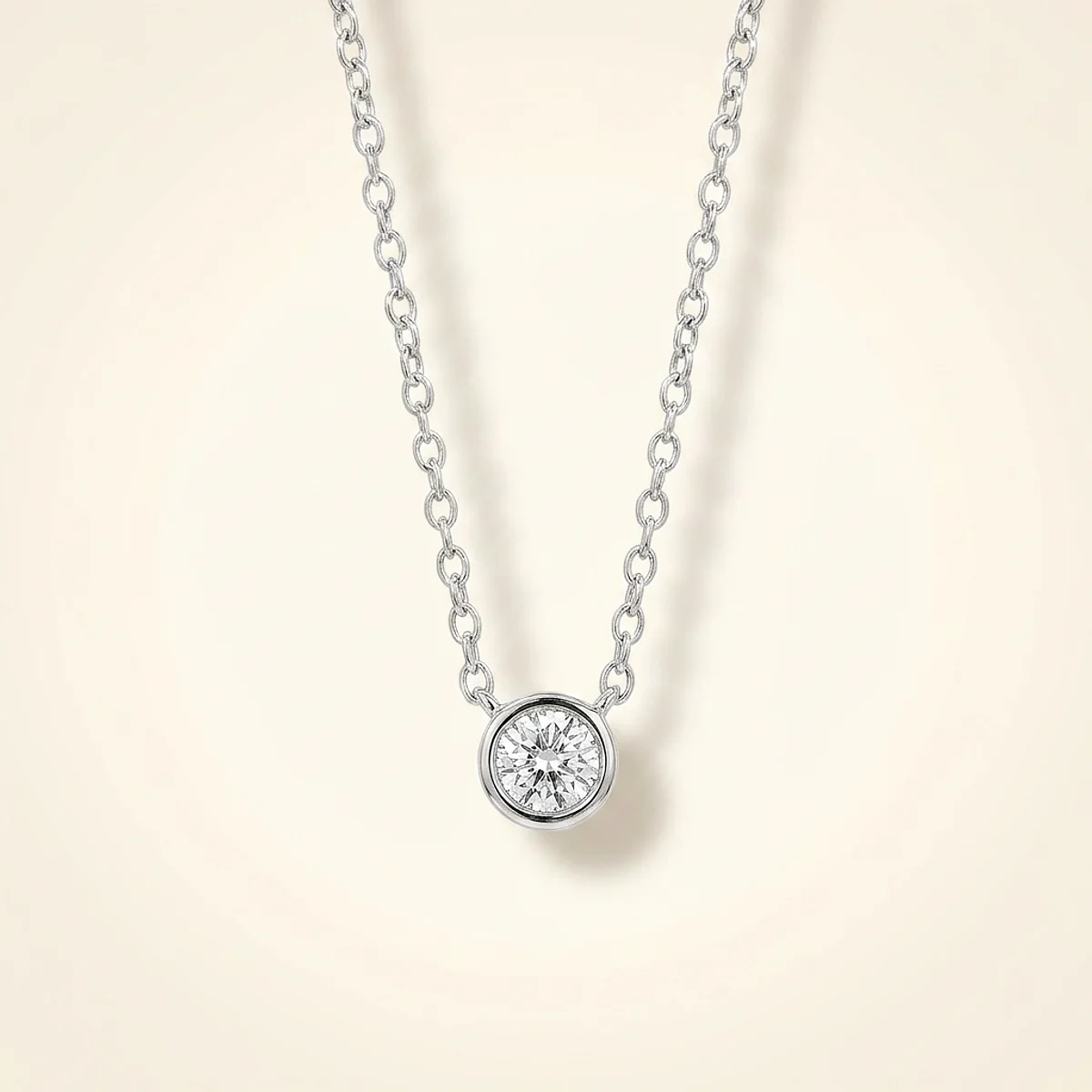 A .25ct colorless round diamond on a white gold necklace, custom-designed by Eterneva to honor the remarkable Noel.
