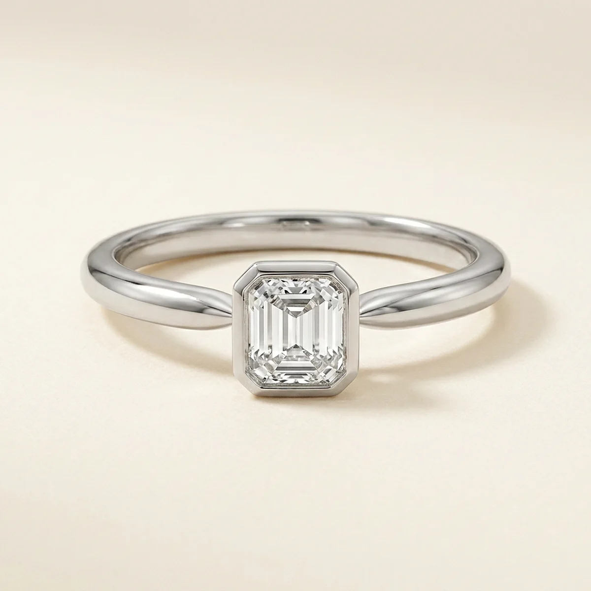 A .25ct colorless emerald diamond on a white gold ring, custom-designed by Eterneva to honor the remarkable Everly.