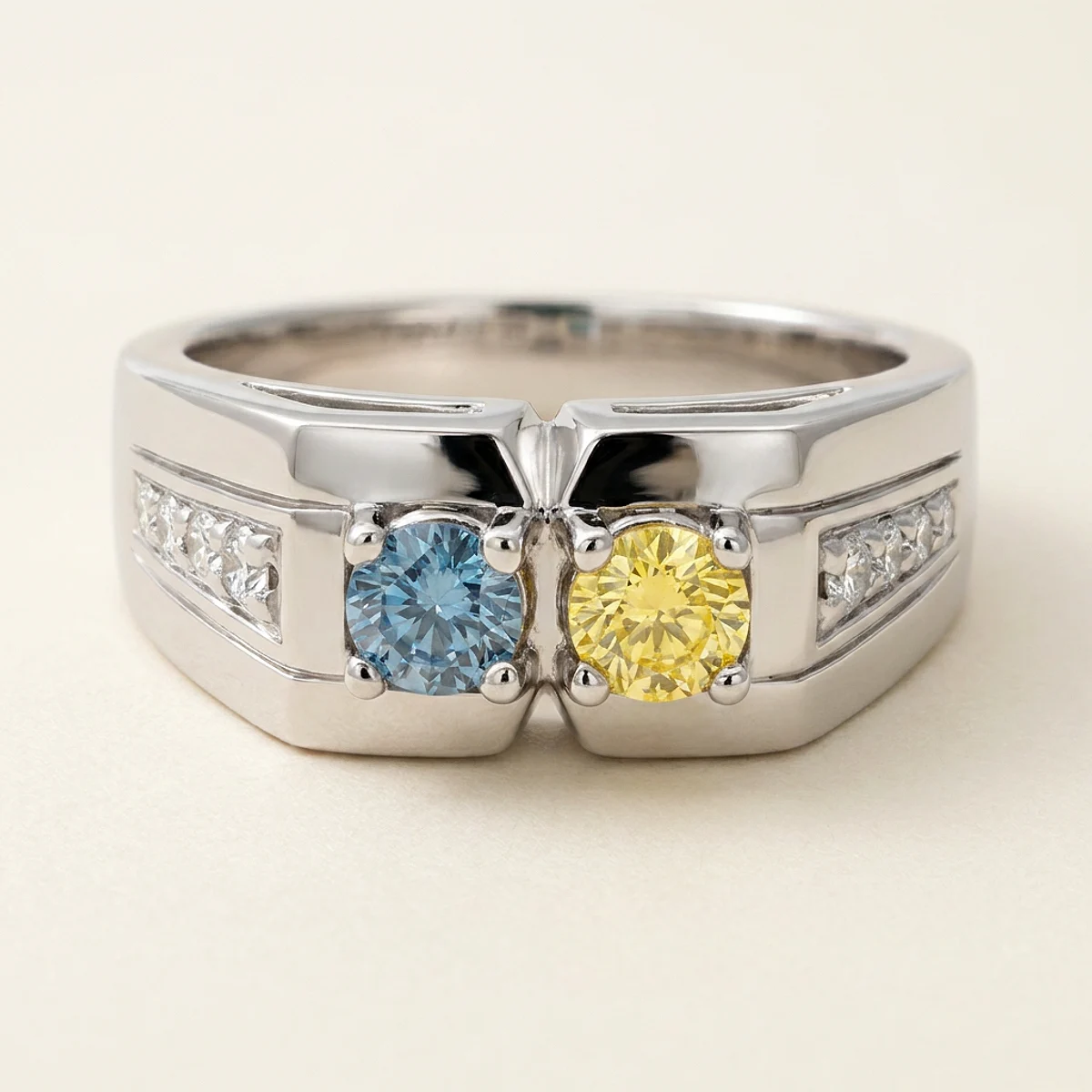 A .25ct yellow round diamond on a platinum ring, custom-designed by Eterneva to honor the remarkable Loki.