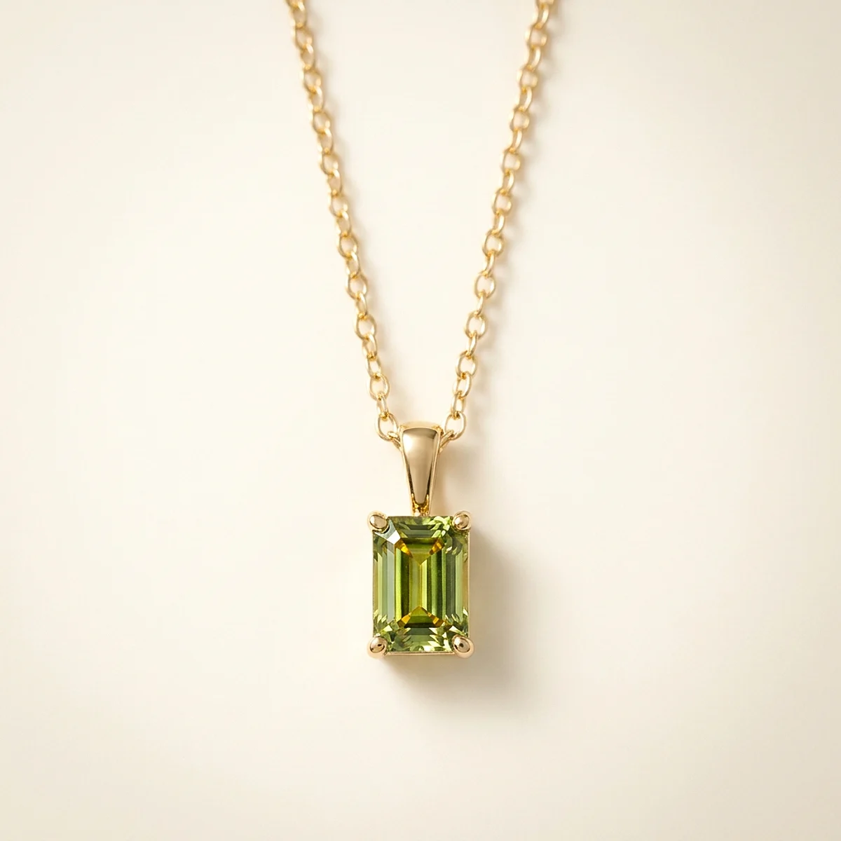 A .5ct green emerald diamond on a yellow gold necklace, custom-designed by Eterneva to honor the remarkable Dorothy.