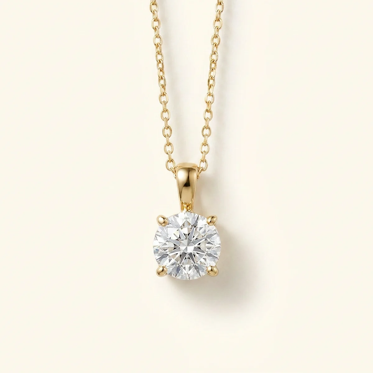 A .75ct colorless round diamond on a yellow gold necklace, custom-designed by Eterneva to honor the remarkable John.