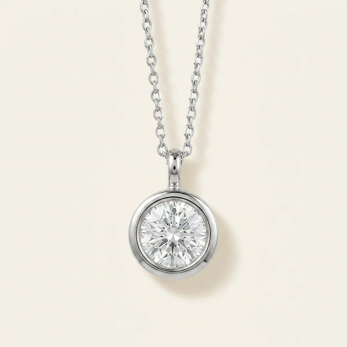 A .75ct colorless round diamond on a platinum pendant, custom-designed by Eterneva to honor the remarkable Kyle.