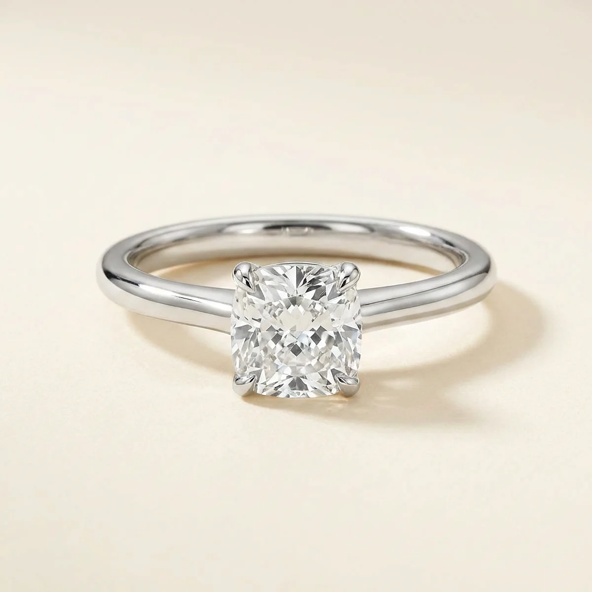 A .5ct colorless cushion diamond on a white gold ring, custom-designed by Eterneva to honor the remarkable Bentley.