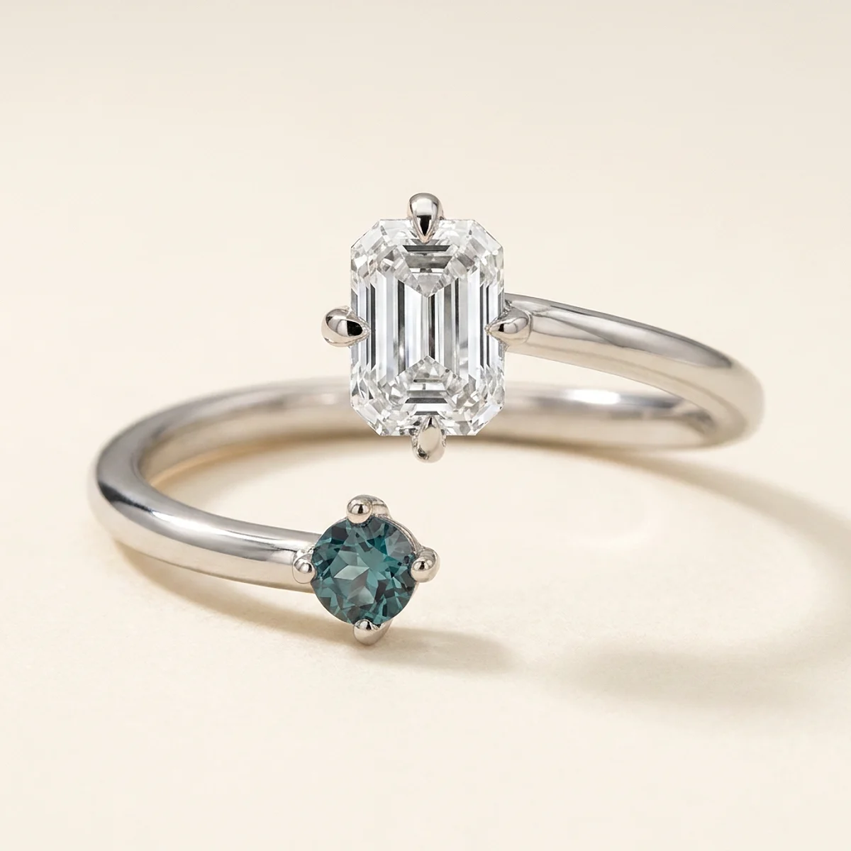 A 1ct colorless emerald diamond on a platinum ring, custom-designed by Eterneva to honor the remarkable Jeremiah.