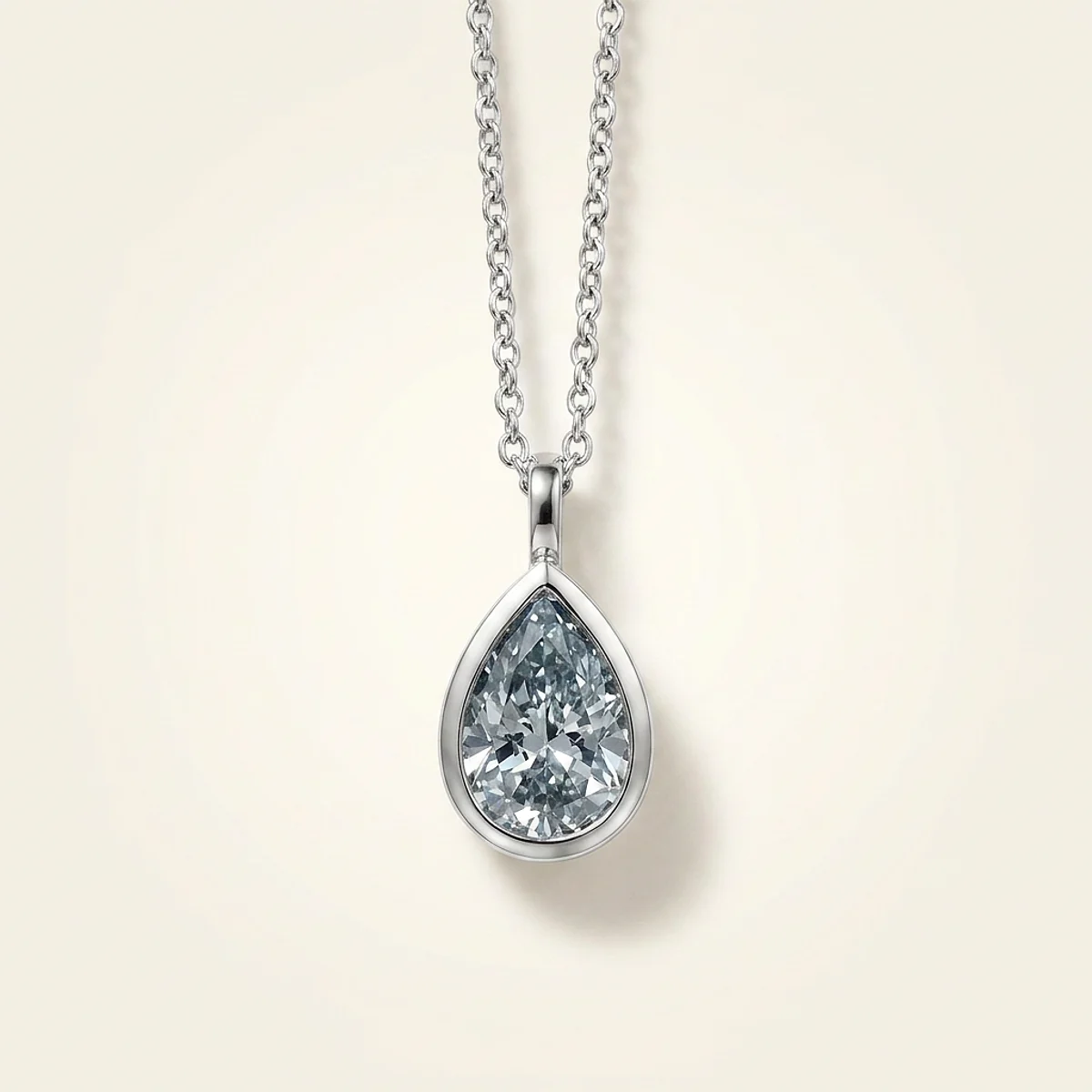 A .75ct blue pear diamond on a platinum pendant, custom-designed by Eterneva to honor the remarkable Timothy.