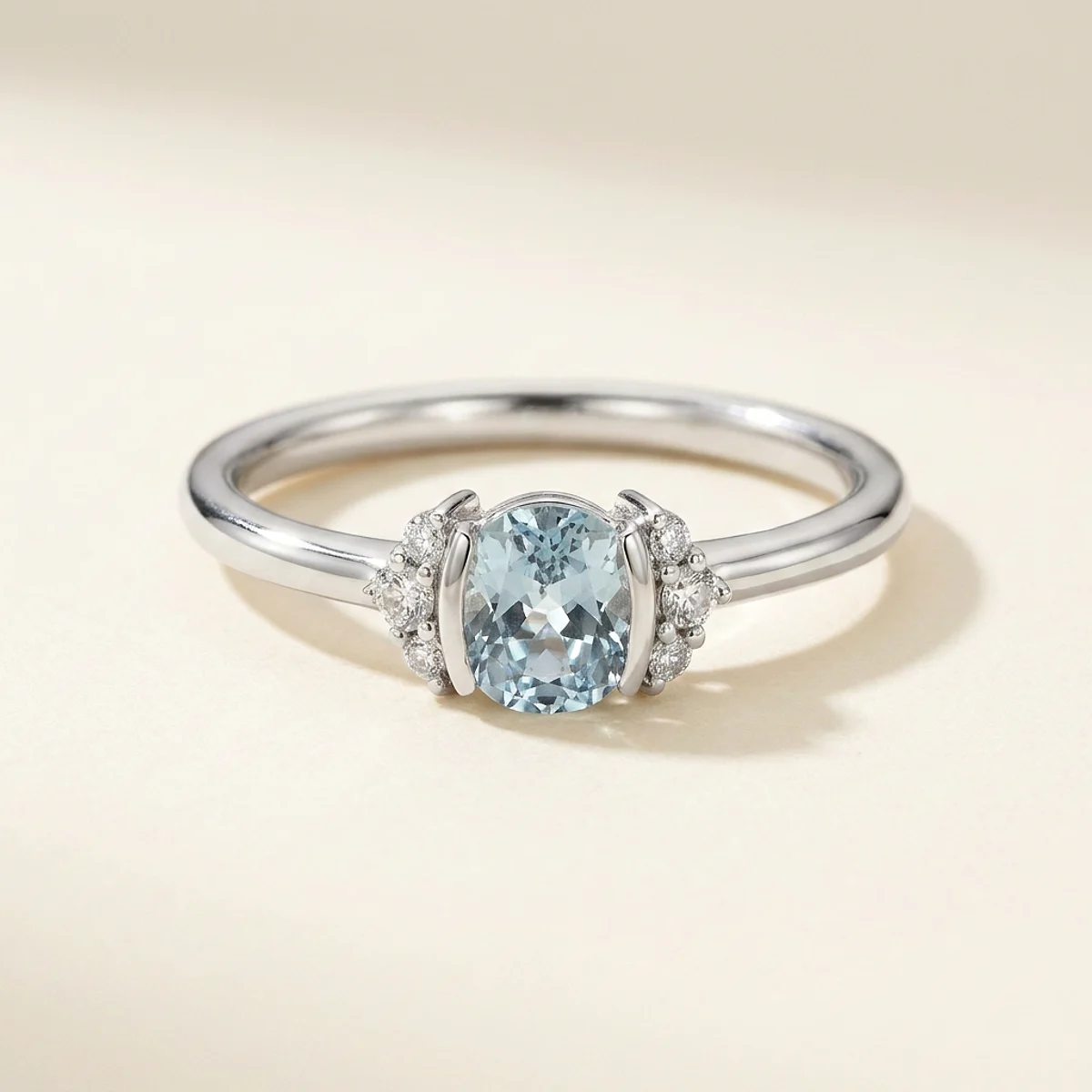 A .5ct blue cushion diamond on a white gold ring, custom-designed by Eterneva to honor the remarkable Daniel.