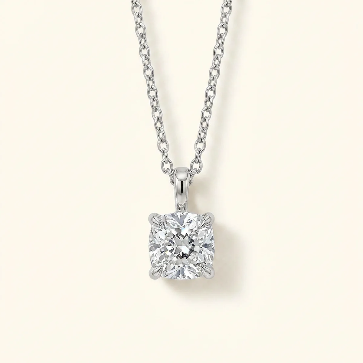 A .75ct colorless cushion diamond on a platinum necklace, custom-designed by Eterneva to honor the remarkable Gary.