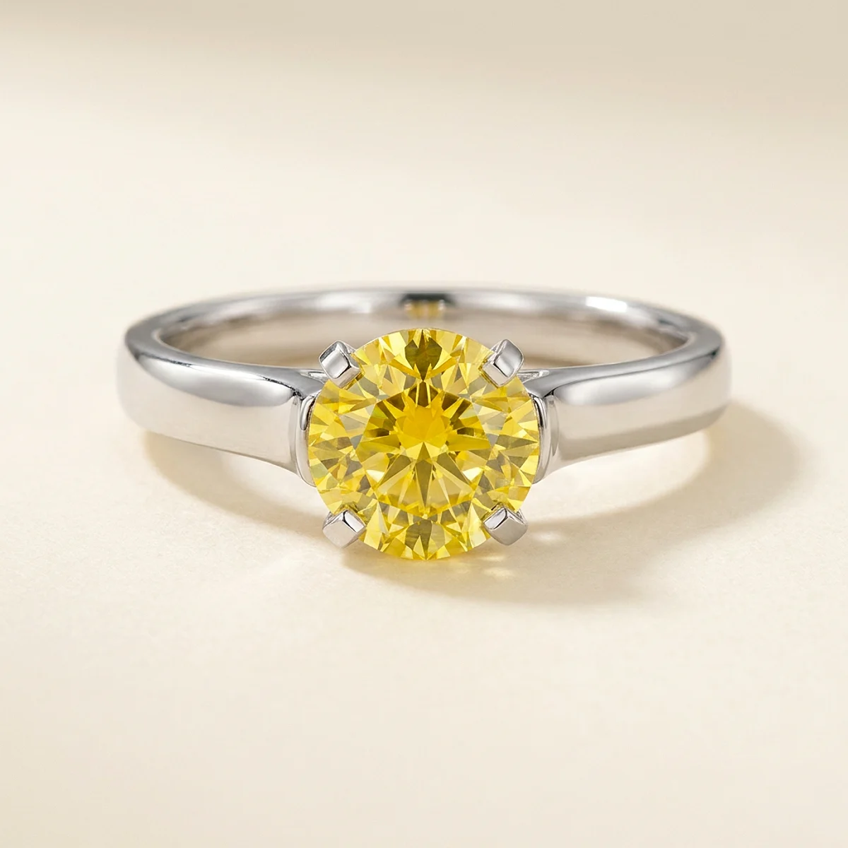 A 1.5ct yellow round diamond on a white gold ring, custom-designed by Eterneva to honor the remarkable Scott.