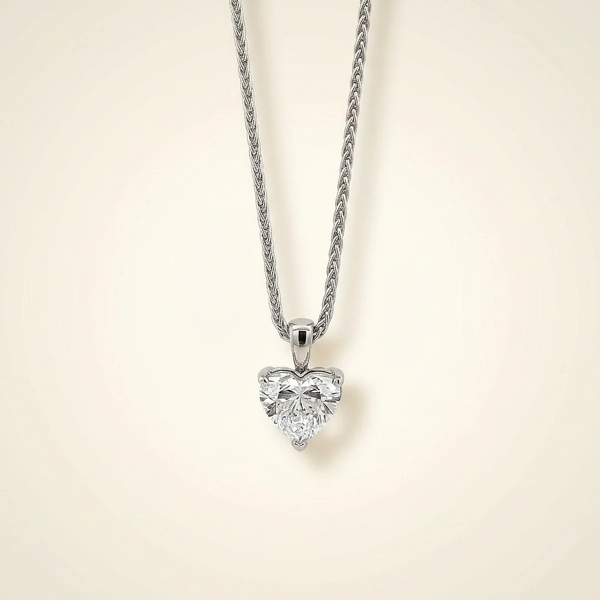 A 1ct colorless heart diamond on a platinum pendant, custom-designed by Eterneva to honor the remarkable Edson.