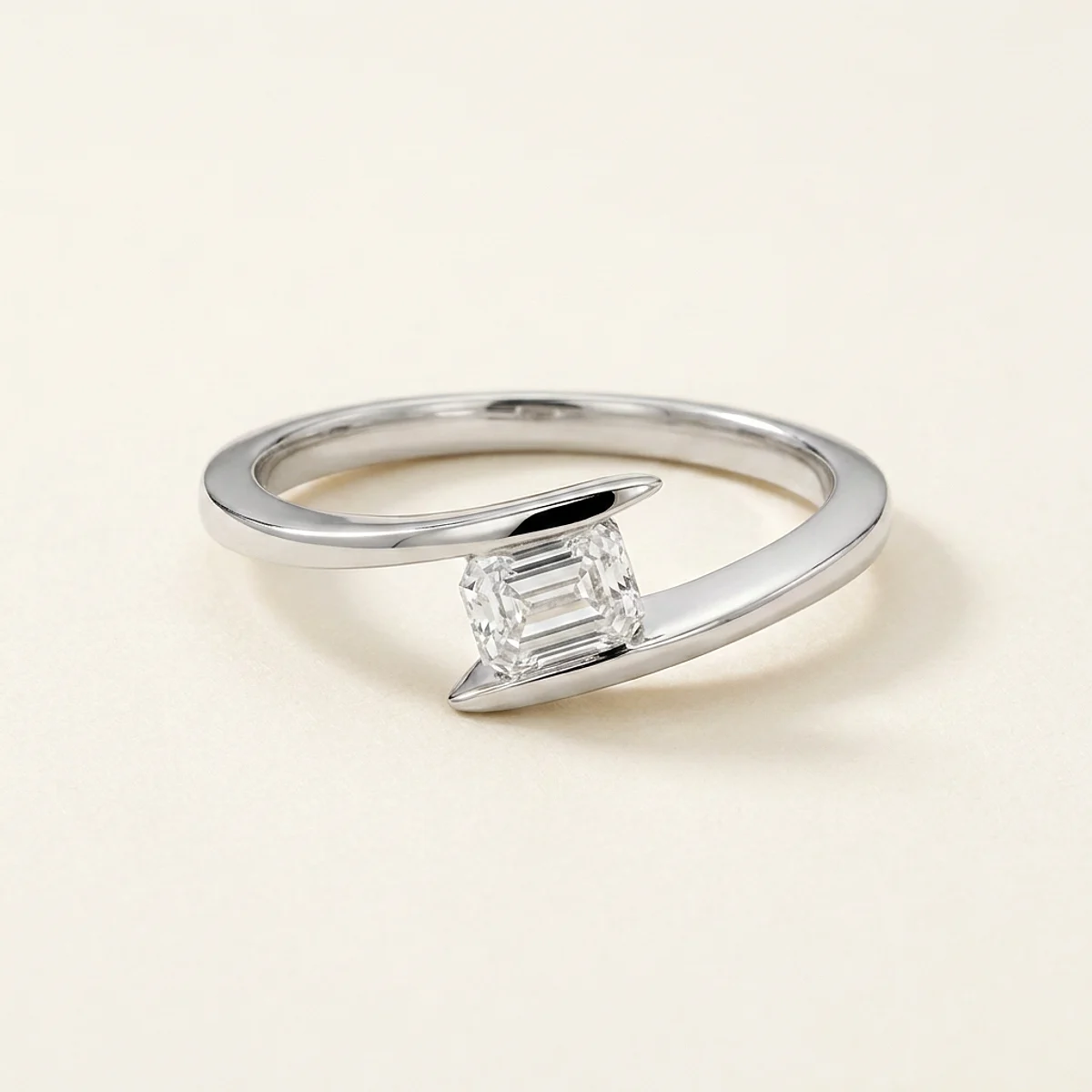 A .25ct colorless emerald diamond on a white gold ring, custom-designed by Eterneva to honor the remarkable Madison.