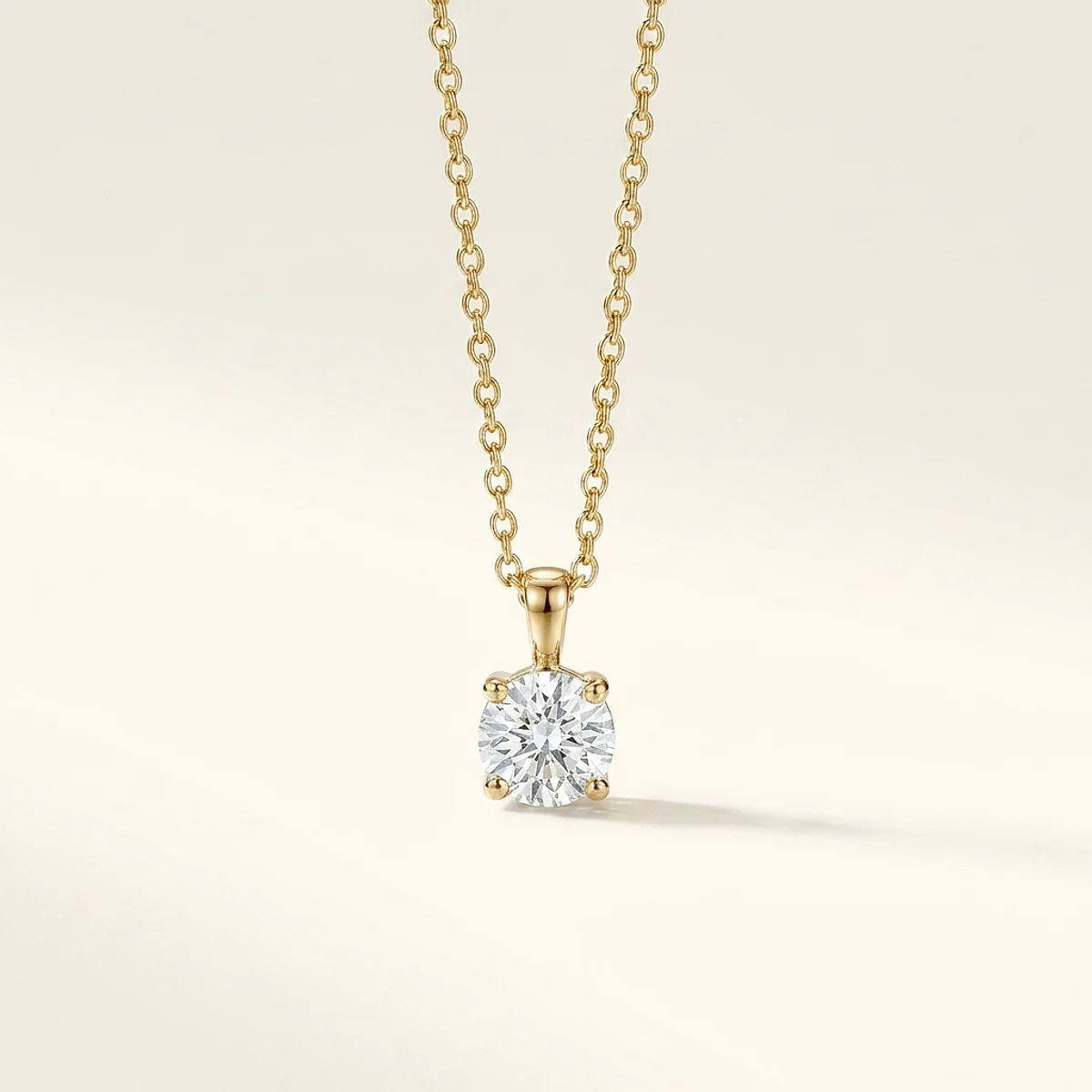 A .75ct colorless round diamond on a yellow gold necklace, custom-designed by Eterneva to honor the remarkable Edward.
