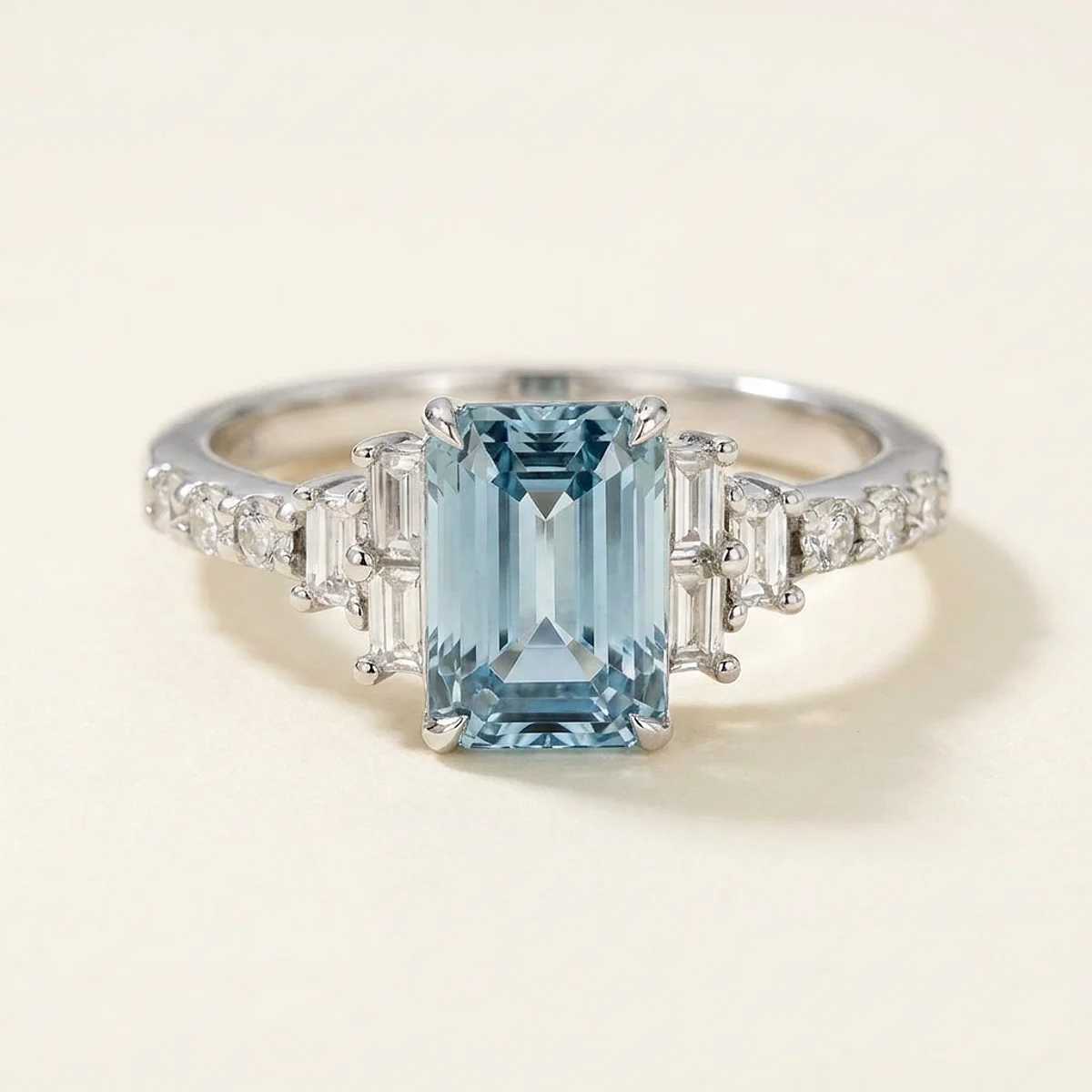 A 1ct blue emerald diamond on a white gold ring, custom-designed by Eterneva to honor the remarkable Brian.