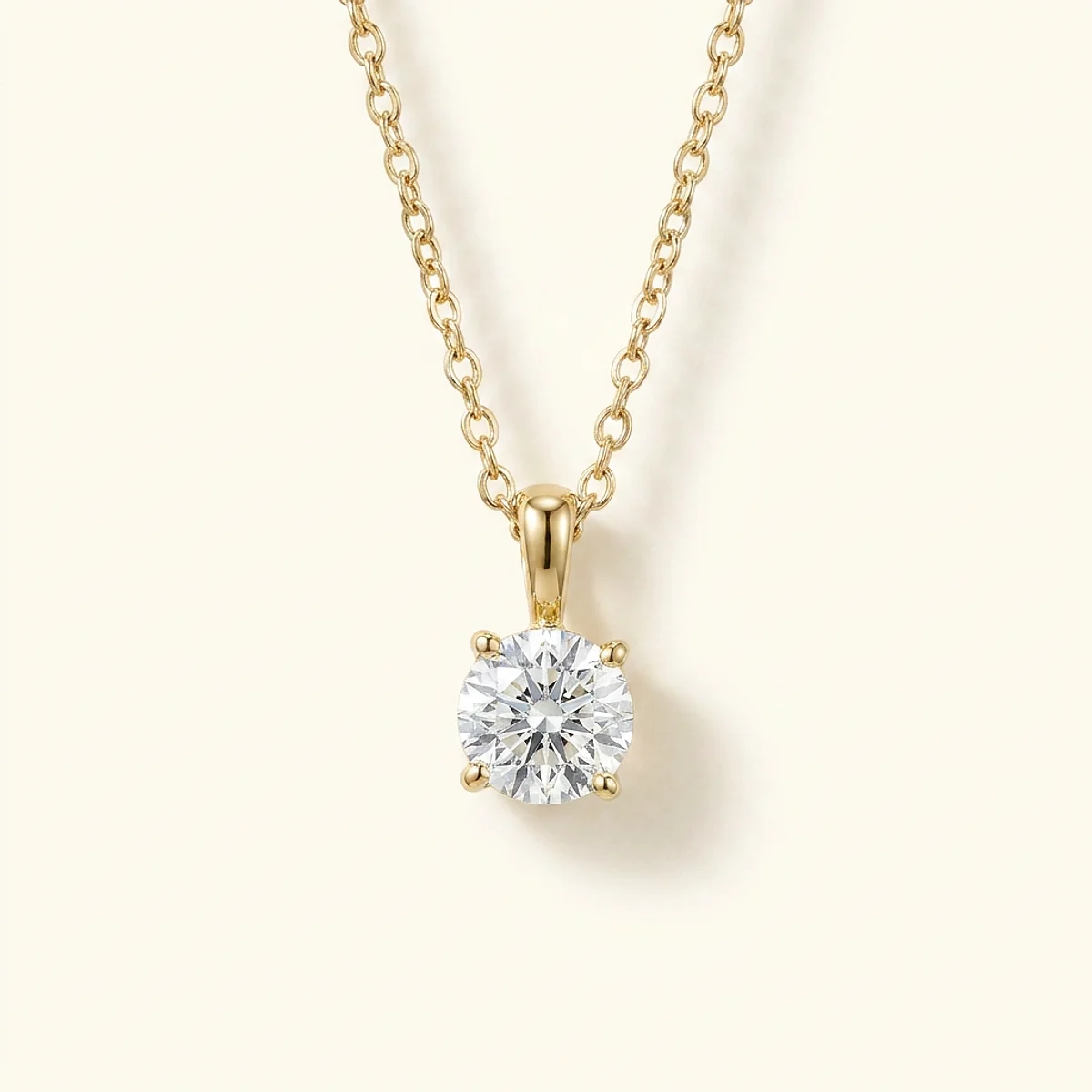 A .4ct colorless round diamond on a yellow gold necklace, custom-designed by Eterneva to honor the remarkable Charley.