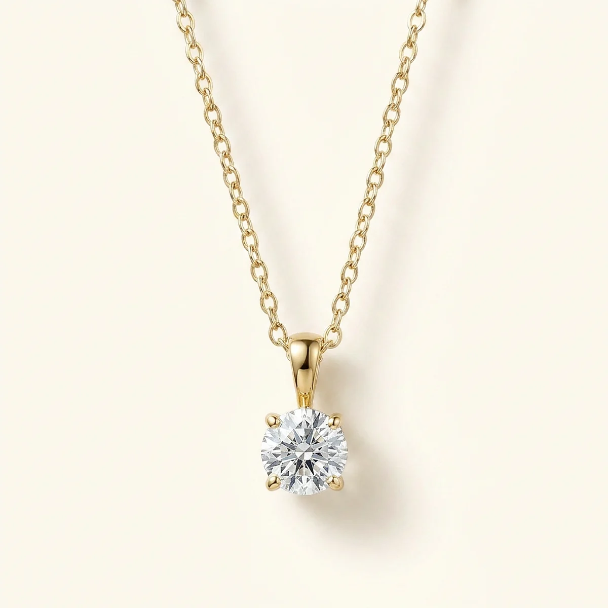 A .4ct colorless round diamond on a yellow gold necklace, custom-designed by Eterneva to honor the remarkable Charley.