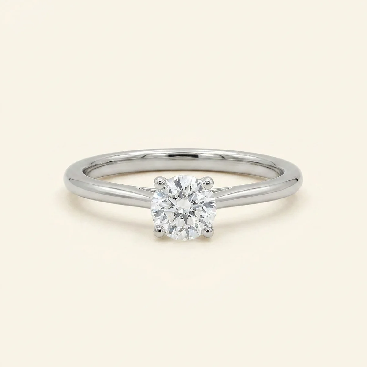 A .5ct colorless round diamond on a white gold ring, custom-designed by Eterneva to honor the remarkable Dylan.