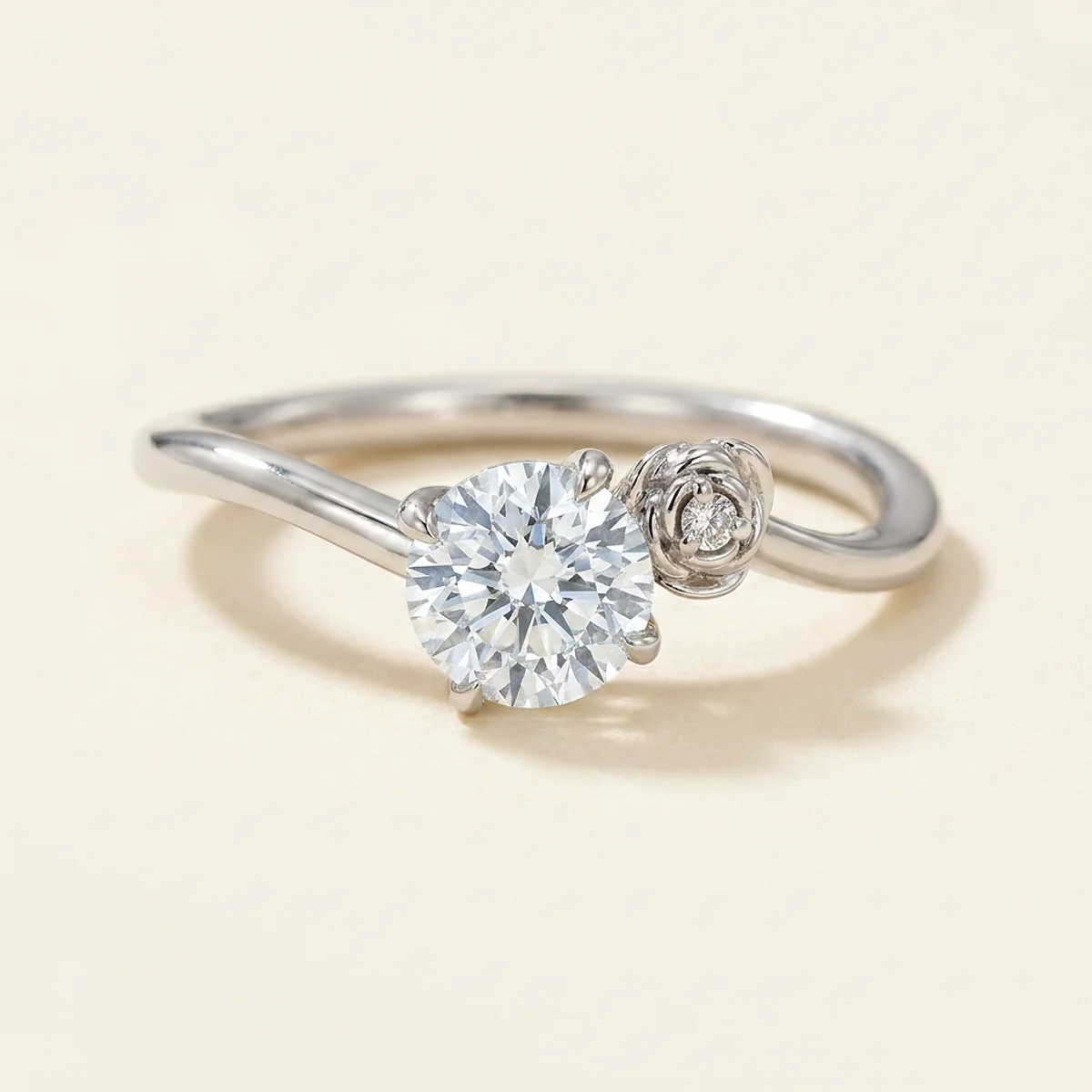 A .75ct blue round diamond on a white gold ring, custom-designed by Eterneva to honor the remarkable Mark.