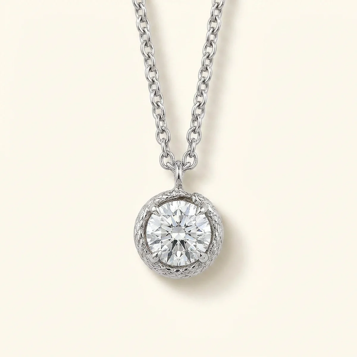 A .25ct colorless round diamond on a white gold necklace, custom-designed by Eterneva to honor the remarkable Andrew.