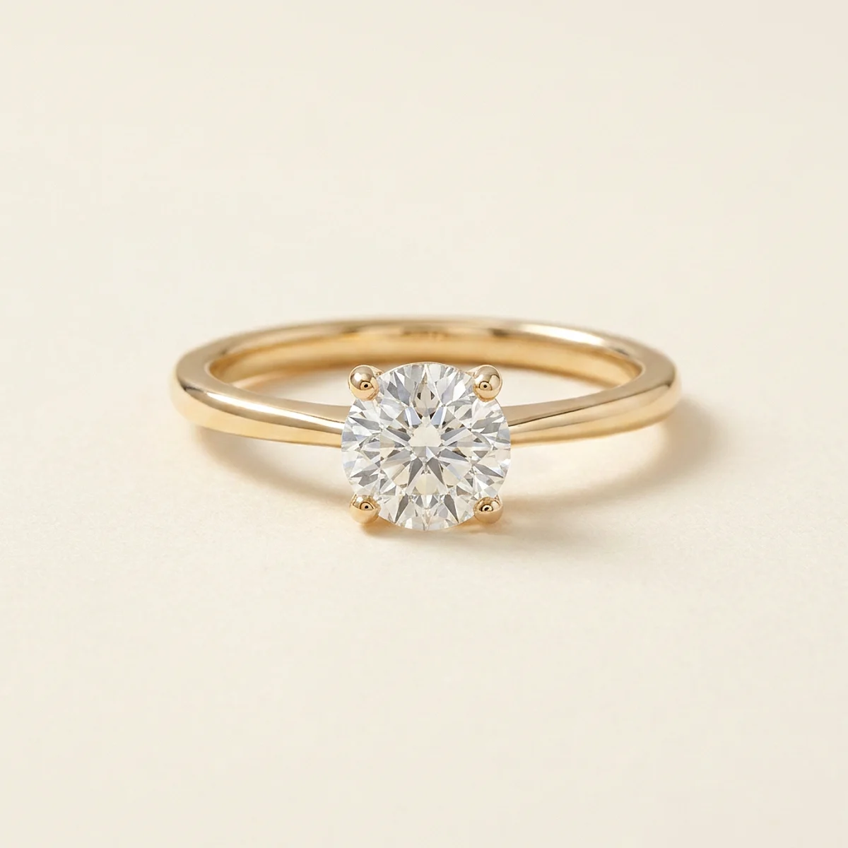 A .75ct colorless round diamond on a yellow gold ring, custom-designed by Eterneva to honor the remarkable Lolita.